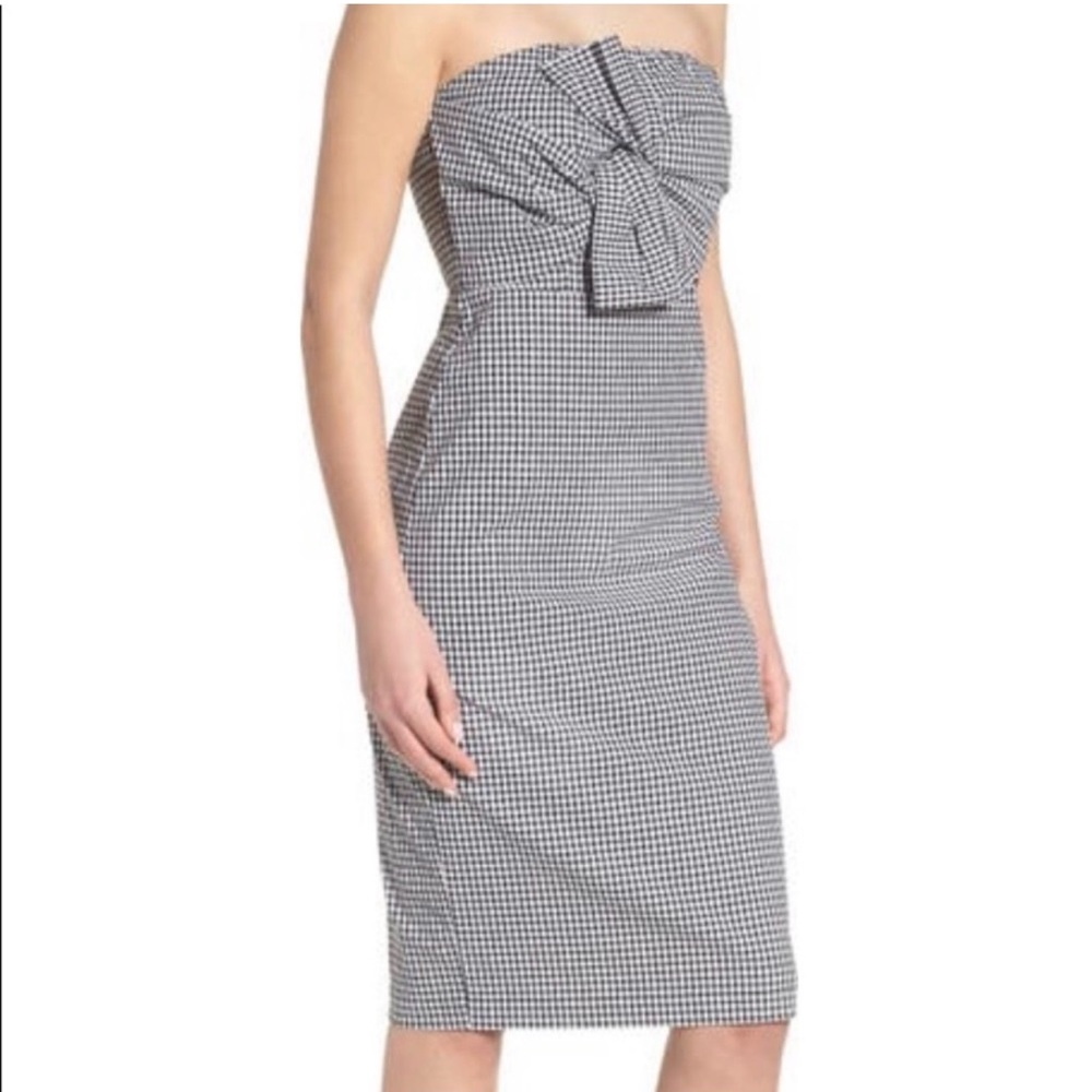 Leith Strapless Black and White Checkered Dress